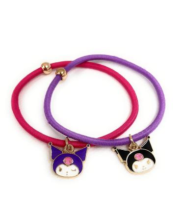 Sanrio Kuromi Hair Ties | 2pcs Ponytail Accessories Set | Kuromi/Face Designs - Buy Online on GoSupps.com