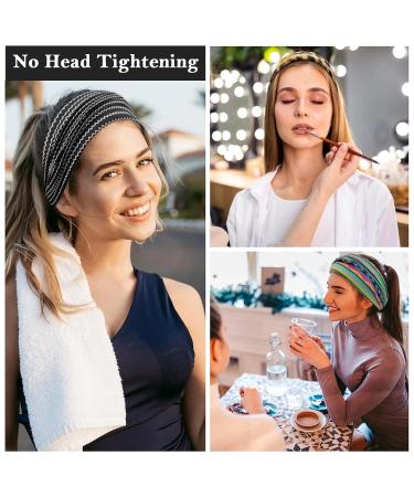 4 Pieces Women's Elastic Headbands - Wide Boho Hair Bands Soft Leopard Print & Black Stripes Hair Jewelry - Buy Online on GoSupps.com