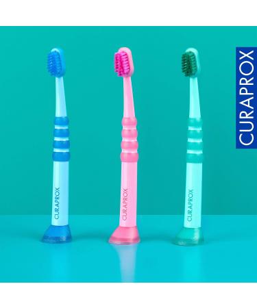 Curaprox Baby Toothbrush - Extra Soft 4260 Curen Bristles - First Toothbrush for Babies - Small Rubber Head - Green - Buy Online on GoSupps.com