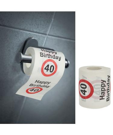 Toilet paper "Happy Birthday" 40th birthday 24 meters 2-ply 180gr/sqm Toilet paper motif paper WC paper (1 x toilet paper 40)