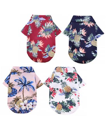 Nusitou 4 piece of pet shirt pineapple shirt young costumes outfit for girls summer shirt for pets dog hawaiihemd summer clothing for dogs dresses golden retriever polyester xs as shown