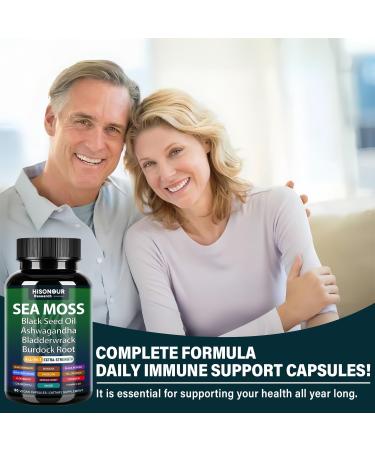 Sea Moss Capsules with Sea Moss Black Seed Oil Ashwagandha Bladderwrack Burdock Root Ginger Vitamins C & D3 All in 1 Sea Moss Supplement for Immune System & Energy Support - 90 Capsules - Buy Online on GoSupps.com