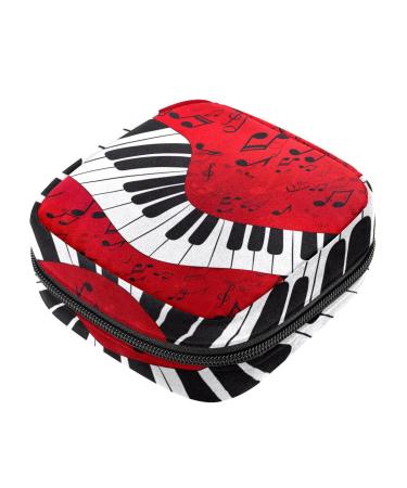 Abstract piano with scores women's napkin storage bags portable menstrual cup pocket with zipper for teenagers girls women women