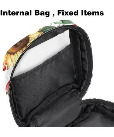 MUOOUM Menstrual Artery Bag | Zipper Tampon Organizer for Women & Girls | Leopard Sunflowers Design 4.7x6.6x6.6 in - Buy Online on GoSupps.com