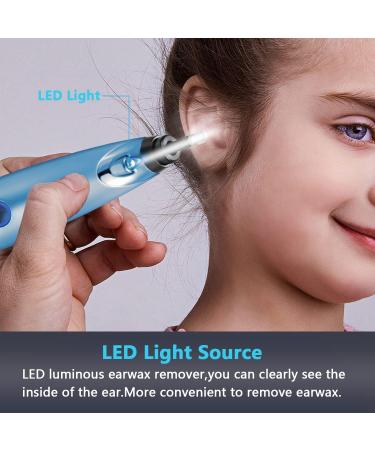 Rotatable Ear Wax Vacuum Cleaner with Suction | Electric Ear Cleaning Massage Kit for Adults & Kids - Denim Blue - Buy Online on GoSupps.com