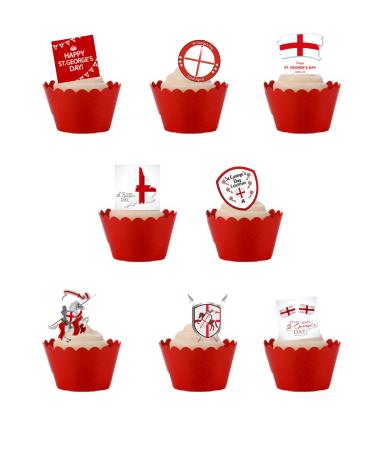 Top That 33 Stand Up St George's Day English Celebration Themed Edible Wafer paper Cake Toppers Decors