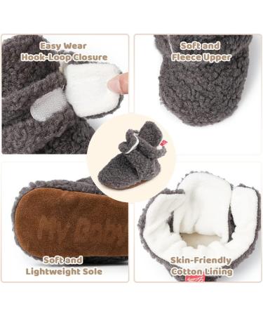 Sonsage Infant Snow Boots - Anti-Skid Sole Ankle Booties for Newborns | 6-12 Months | Winter Warm Crib Shoes (Deep Grey) - Buy Online on GoSupps.com