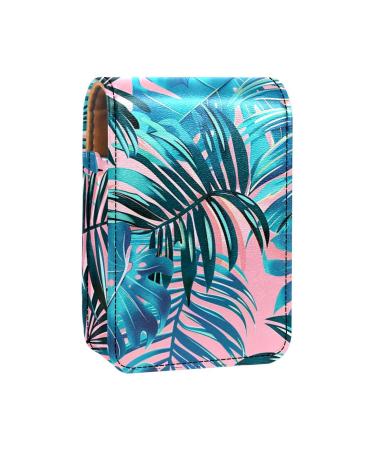Travel Lipstick Organizer Case Lipstick Case Portable Makeup Bag With Mirror Tropical Palm Leaf Y246v3cvny