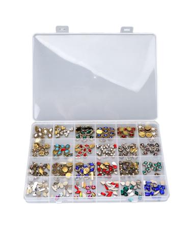 24 Grids Nail Art Rhinestones Jewelry Style Nail Art Decoration Accessories for Women DIY Craft Manicure Tips