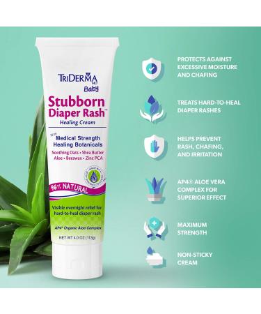 TriDerma MD Baby Stubborn Diaper Rash Relief Cream - 4.0 Ounce | Treat, Heal, and Prevent Diaper Rash | Non-Greasy Ointment for Hard-to-Heal Rash - Buy Online on GoSupps.com