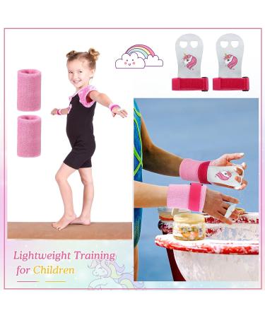Skylety Unicorn Kids Gymnastics Grips with Pink Sweatbands - Girls Youth Hand Grips for Gymnastic Bars - Buy Online on GoSupps.com