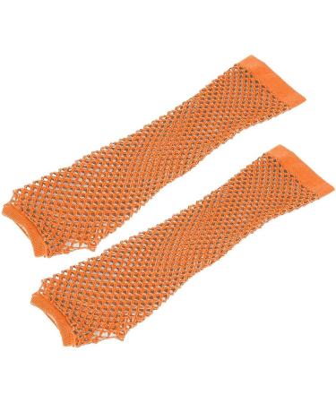 Xoxingysm Women's Fishnet Fingerless Elbow Length Gloves - Punk Performance Style in Orange - Buy Online on GoSupps.com