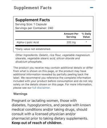 Buy Vitacost Alpha Lipoic Acid 300 mg - 240 Capsules | Fast International Shipping - Premium Antioxidant Supplement - Buy Online on GoSupps.com