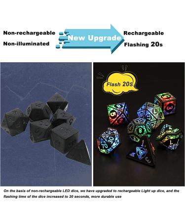 ZHOORQI LED Electronic DND Dice Set with Charging Box - 7 PCS Polyhedral Dice for RPG Games - Buy Online on GoSupps.com