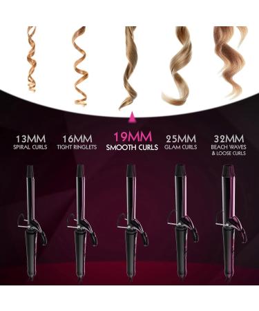Wahl 19mm Curling Tong Hair Styling Tool - Ceramic Curling Wand for Shiny Curls - Quick Heat, Cool Touch Tip, Swivel Cord - Barrel Clamp, Black - Buy Online on GoSupps.com
