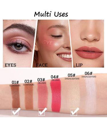 Contour Highlighter Blush Sticks - Waterproof Multi Stick Face Makeup - Pink Package C Set - Buy Online on GoSupps.com