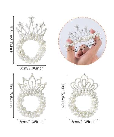 Nuorest 3PCS Pearl Crown Hair Ties Set - Cute Rhinestone Elastic Scrunchies for Girls, Women, Flower Girl - Perfect for Parties - Buy Online on GoSupps.com