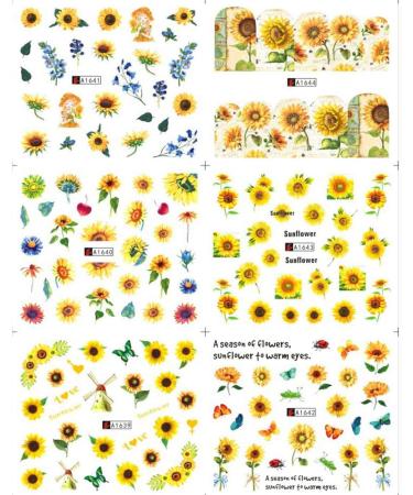 DIY Manicure Water Transfer Decals Floral Bee Spring Sumer Simple Flowers Nail Stickers Sunflowers - Buy Online on GoSupps.com