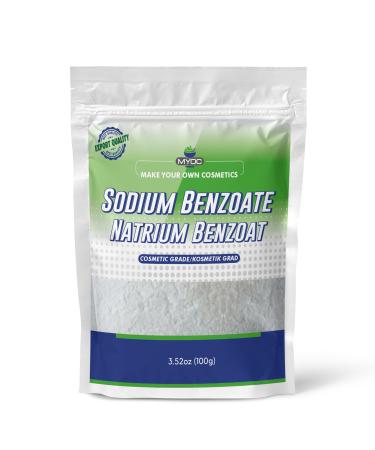 MYOC Sodium Benzoate Cosmetic Grade (100 gm) for Skin Care Hair Care Products Fragrance Ingredient - Bulk Preservative Paraben Free Preservative