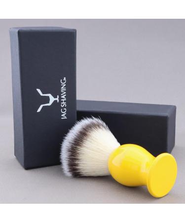 JAG Shaving Razor Brush - Synthetic Silver Spitzhaar Shaving Brush for Men & Women - Yellow Shaving Cream Brush - Perfect Match for Your Razor - Buy Online on GoSupps.com