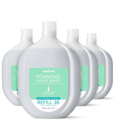 Method Foaming Hand Soap Refill Coconut Water Recyclable Bottle Biodegradable Formula 28 fl oz (Pack of 4)