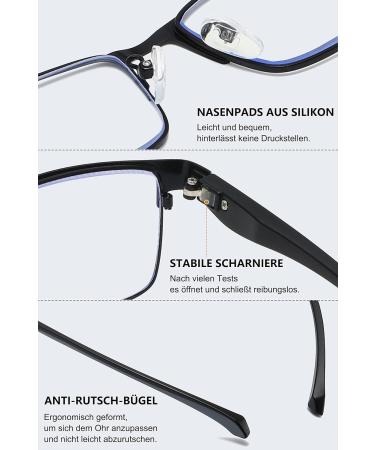 Lanomi Photochromic Progressive Multifocus Reading Glasses - Blue Light Filter UV400 Self-Tinting Metal Rectangle - 2.5 Dioptria Multifocal Computer & Outdoor Sun Aid - Buy Online on GoSupps.com