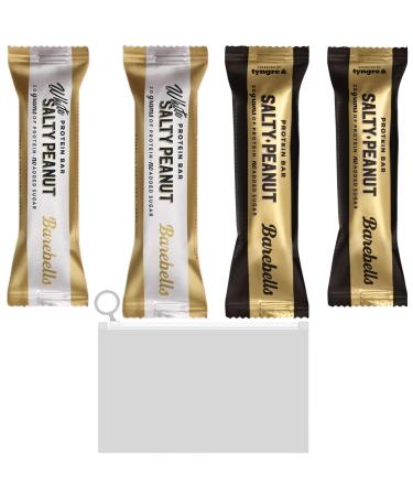 Nutritional Protein Bars Bundle with Barebells Low Sugar High Protein Variety Pack 2 x 55g Smooth Milk Chocolate Salty Peanut 2 x 55g White Chocolate Salty Peanut and 1 x Wishesla Effortles Zip Bag
