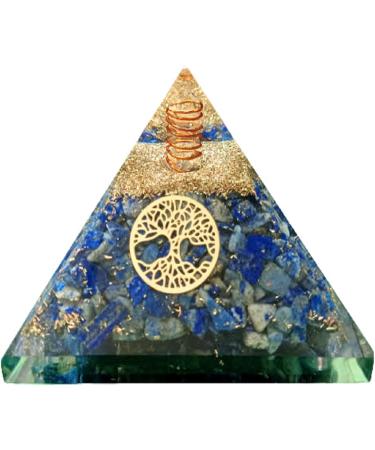 Tree of Life Lapis Lazuli Orgonite Pyramid - Handmade Crystal for Positive Energy and Balance in Home or Office Decor - Buy Online on GoSupps.com