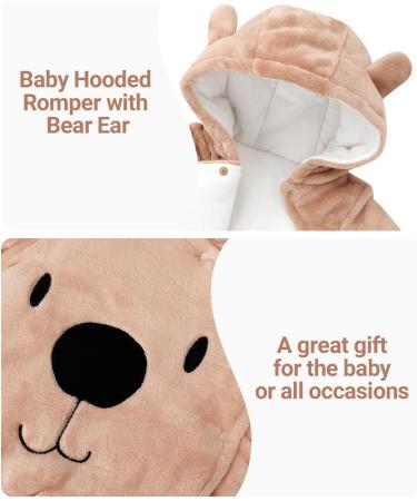 Baby Hooded Flannel Winter Romper | Snowsuit with Covered Feet | Unisex Jumpsuit 3-6 Months - Buy Online on GoSupps.com