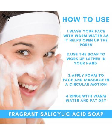 Salicylic Acid and Tea Tree Oil Body Wash Soap - Made In U.K Salicylic Acid Cleanser Face Wash for Acne Spots Blemishes Pimples Oily Skin Treatment - 100g - Buy Online on GoSupps.com
