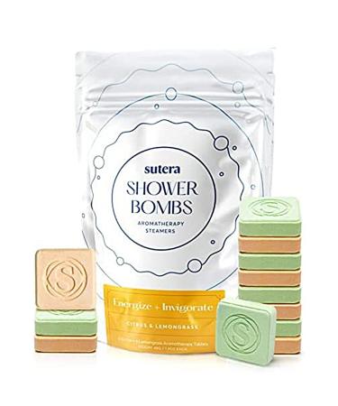 Sutera 12 Pack Natural Shower Steamers for Women and Men - Gift of Slow Dissolving Bath Bombs Brings Real Aromatherapy Spa Experience by Premium Essential Oils (Energize Invigorate Set) Citrus & Lemongrass