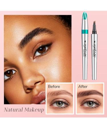 2PCS Upgraded Microblading Eyebrow Pen 3D Waterproof Microblading Eyebrow Pencil 4 Tipped Precise Brow Pen Long-lasting Natural Makeup Fine Stroke Eyebrow Pencil(01+04) - Buy Online on GoSupps.com