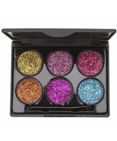 LXGWQF Colorful Scallion Powder Eye Shadow Pearlescent Glitter Powder Sequins Super Flash Flash Stage Eye Makeup with Brush 6 A One Size