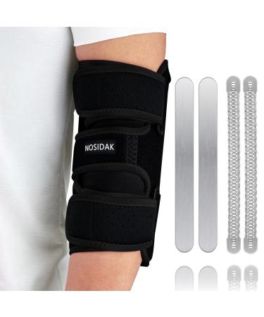 Elbow Brace for Cubital Tunnel Syndrome Ulnar Nerve Brace Elbow Splint for Sleeping with 4 Removable Metal Splints for Tendonitis Arthritis Tennis Golf Pain Relief for Men & Women Left Black-Left