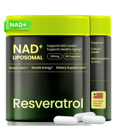 Cohbskj NMNH Supplement Alternative NAD Nicotinamide Riboside Resveratrol Liposomal NAD + Resveratrol 30-Day Supply High Purity NAD Supplement for Energy & Healthy Aging 60 Capsules