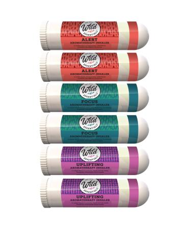 Wild Essentials Concentration 6 Aromatherapy Nasal Inhaler Multi Pack Made with 100% natural therapeutic grade essential oils to help You keep alert focused and determined Concentrate-Variety Pack Pack of 6