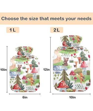 Naanle 2L Hot Water Bottle with Forest Fox Cover - Pain Relief & Warmth for Back Hands Feet and Neck | Transparent Heat Bottle for Cold Therapy - Buy Online on GoSupps.com