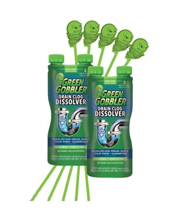 Green Gobbler Liquid Hair Drain Clog Remover, For Toilets, Sinks, Tubs - Septic Safe, 2 Pack + 5 Hair Snake Tools - Buy Online on GoSupps.com