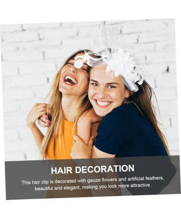 OFFSCH 1pc Hat Barrette Bride Hair Clip Womens Headbands Party Veil Headband Bride Headband Women Fascinator Hat Creative Hairpins Women's White Wedding Artificial Top Hat One Size White - Buy Online on GoSupps.com