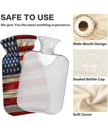 American Flag Wood Heat Bottle with Cover - Pain Relief Water Bag for Headaches (1L) | International Shipping - Buy Online on GoSupps.com
