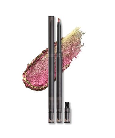 Erinde Multichrome Gel Eyeliner Pencil  Glitter Metallic Intense Color Shifting Colorful Eye Liner Makeup  Long-Lasting  Smudge-proof  Waterproof  Pink Gold Shifting Eyeliner Pen (AURORA) AURORA-D