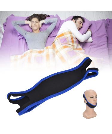 Anti Snore Chin Strap Adjustable Chin Strap Breathable Nylon Snoring Head Band Anti Snoring Chin Strap for CPAP Users Comfortable Sleep Support for Men & Women Snoring Support (Blue Black)