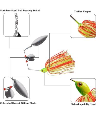 6pcs Multicolor Bass Fishing Lures Spinnerbait Kit for Pike, Trout, and Salmon - Hard Metal Buzzbait Spinner Baits Jigs - Buy Online on GoSupps.com