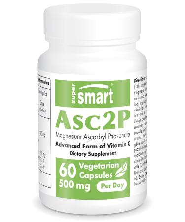 Supersmart - Asc2P 500 mg Per Day (Magnesium Ascorbyl Phosphate) - Anti-Aging & Antioxidant Supplement - Powerful Form of Vitamin C | Non-GMO & Gluten Free - 60 Vegetarian Capsules - Buy Online on GoSupps.com