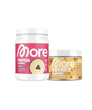 More protein pudding neutral 360 G & more chunky flavor 150 g vanilla chocolate chip cookie for a creamy pudding with taste less fat and fewer calories bundle with vanilla chocolate chip cookie 510g (1 Pack)