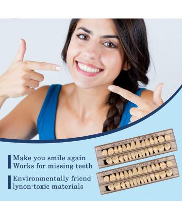 Dental Complete Acrylic Resin False Teeth with 2 Sets of Synthetic Teeth | 23 Shades of A3 for DIY Replacement or Halloween - Buy Online on GoSupps.com