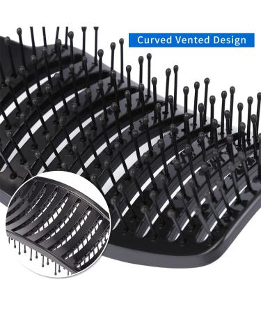 2 Pc Curved Vented Hair Brushes Set for Women | Anti Frizz & Fast Drying Detangling Brush for Long Thick Curly Hair | Paddle Blow Styling Tool - Black & White - Buy Online on GoSupps.com