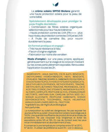 BIOLANE - Baby Sun Cream SPF 50-200ML - High Protection Against UVA and UVB - Sensitive Skin - Water Resistant - Baby Safety Sun Filter - Made in France - Buy Online on GoSupps.com