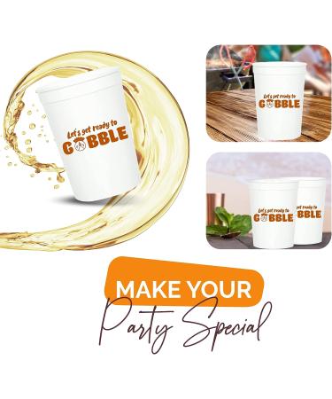 Thanksgiving Party Cups - Set of 12 White and Burnt Orange 16oz Stadium Cups for Thanksgiving & Friendsgiving Parties - Buy Online on GoSupps.com