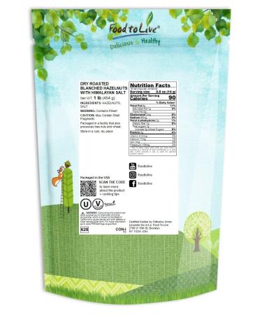 1lb Dry Roasted Blanched Hazelnuts with Himalayan Salt - Keto & Vegan Snack, Whole Filberts, Oil-Free - Bulk Purchase for Baking, Rich in Essential Fatty Acids - Buy Online on GoSupps.com